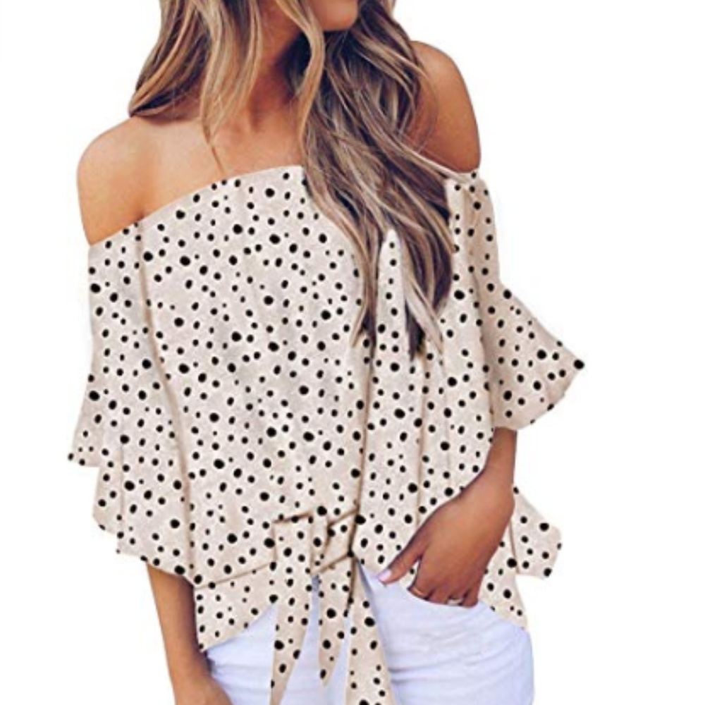 Floral Off Shoulder Flare Sleeve Blouse Top - Picture 1 of 4